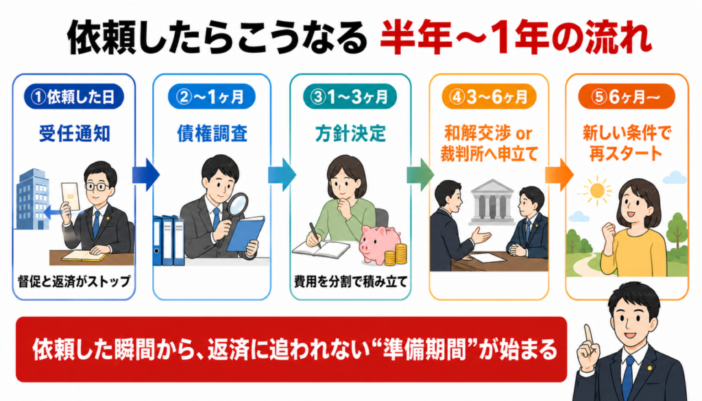 債務整理を依頼してから解決までのタイムライン