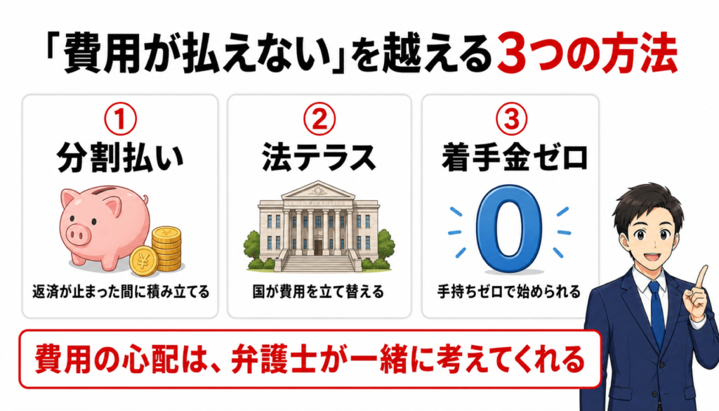 「費用が払えない」を越える3つの方法（図解）